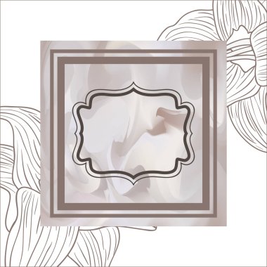 Victorian çerçeve ve çiçekler izole simgesi olan