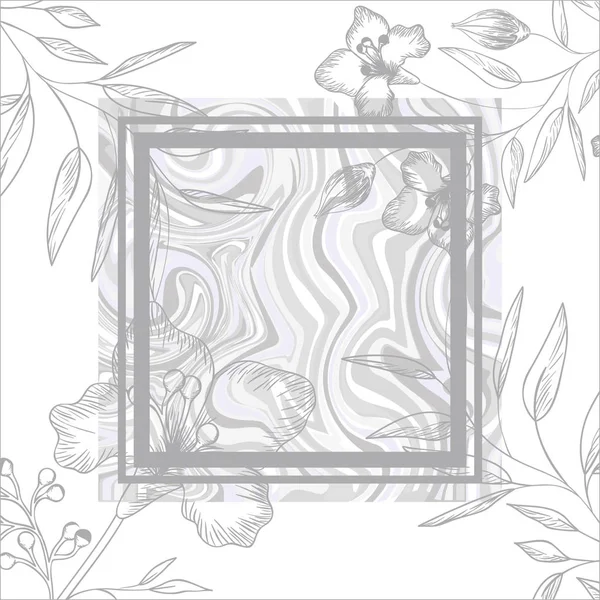 Flores y hojas con marco icono aislado — Vector de stock