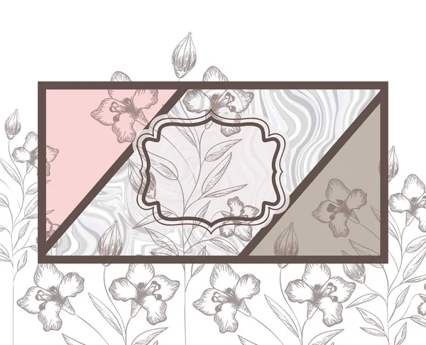 Victoriaanse met frame en bloemen geïsoleerde pictogram — Stockvector