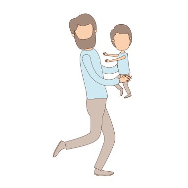 çocuk taşıyan açık renk karikatür tam vücut adam