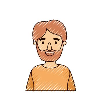 adam renk boya karikatür çizgili yarı beden sakallı