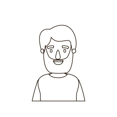 t-shirt ile sakallı kroki kontur yarım vücut