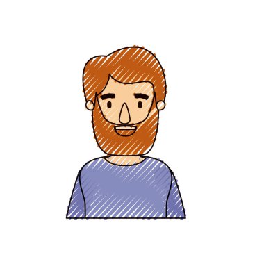 renk Crayon şerit karikatür yarım vücut adam t-shirt ile sakallı