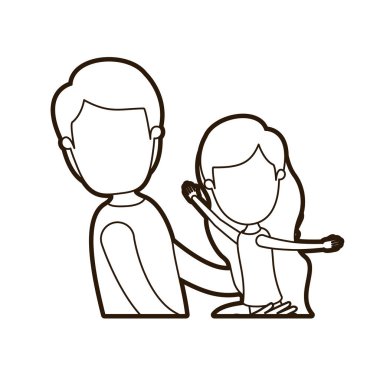 adam görüş genç kalın kontur küçük kız siyah taşımak yarım vücut