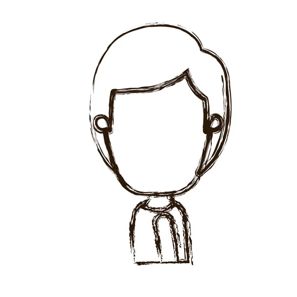 Silhueta grossa borrada caricatura vista lateral sem rosto meio corpo menino com penteado — Vetor de Stock