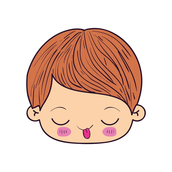 Πολύχρωμη καρικατούρα χαριτωμένο πρόσωπο μικρό αγόρι με αστεία έκφραση του προσώπου — Διανυσματικό Αρχείο