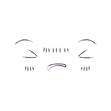 yüz ifade kızgın Kawaii tek renkli bulanık siluet