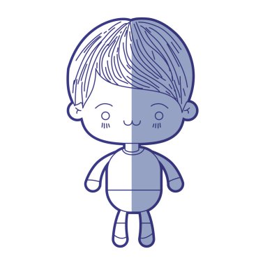 yüz ifade yorgun Kawaii küçük çocuk mavi gölgelendirme siluet