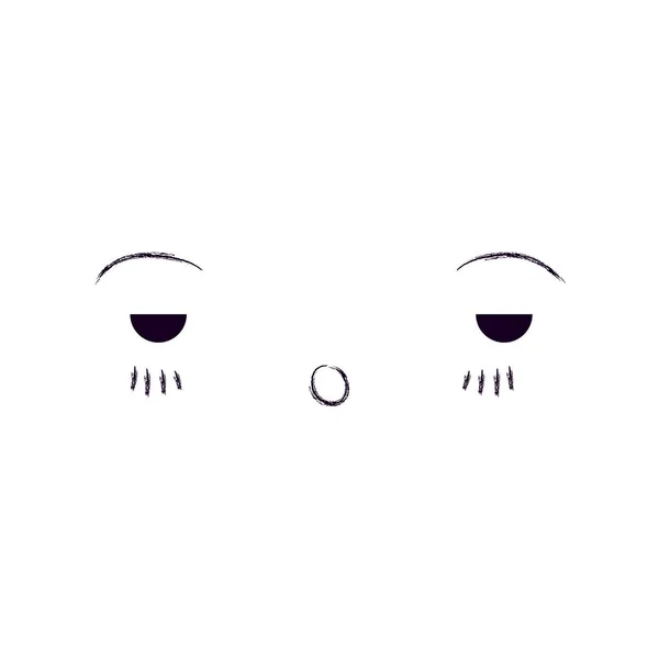 Monochrome blurred silhouette of facial expression depressed kawaii — Stock Vector