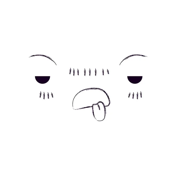 Monochrom verschwommene Silhouette des Gesichtsausdrucks unangenehm kawaii — Stockvektor