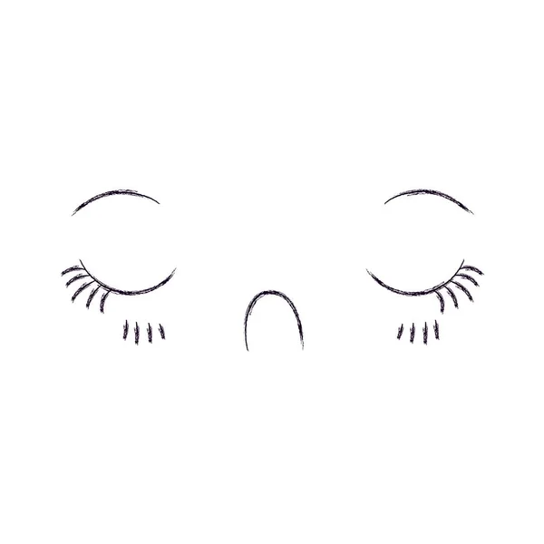 Monocromatico silhouette offuscata di espressione facciale disgusto kawaii — Vettoriale Stock