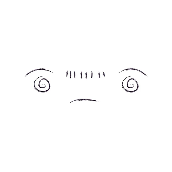 ●表情が退屈なモノクロのぼやけたシルエット可愛い — ストックベクタ