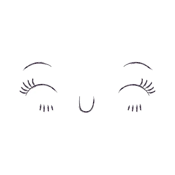 ●表情の幸せのモノクロームがぼやけたシルエット可愛い — ストックベクタ