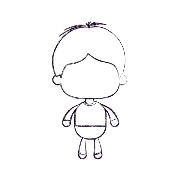 Silhouette floue monochrome de petit garçon sans visage aux cheveux courts — Image vectorielle