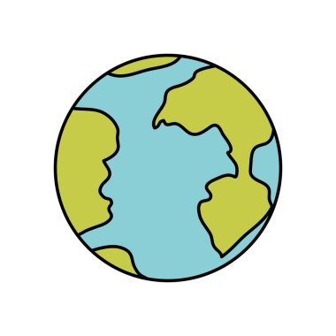 Dünya Earth simge renkli siluet