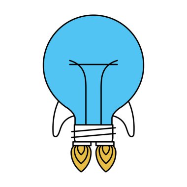 Uzay roket şeklinde ampul ışık renk sektörlerindeki siluet