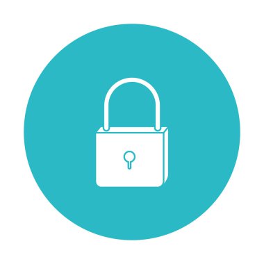 Daire açık mavi asma kilit simgesi