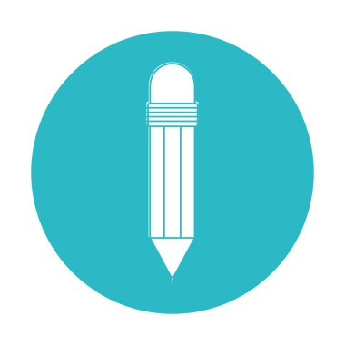 Daire açık mavi kalem ile silgi