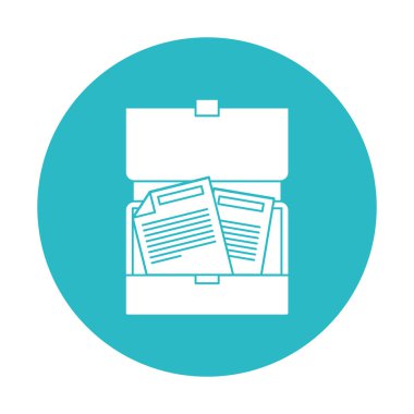 belgeleri ile açılmış yönetici evrak çantası ile daire açık mavi