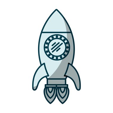 iki türbin ile Uzay roket Mavi gölgelendirme siluet