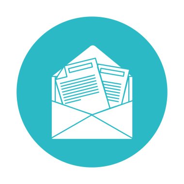 açılan zarf posta ile daire açık mavi