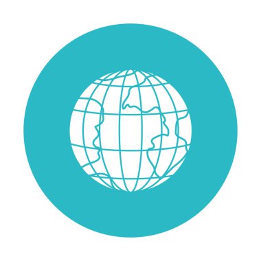 meridyenler ve Parallels ile toprak dünya ile daire açık mavi