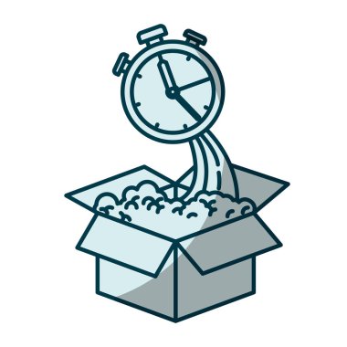 karton kutu ve kronometre mavi gölgeli siluet