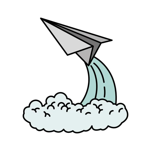 Kağıt Uçak fırlatma renkli siluet — Stok Vektör