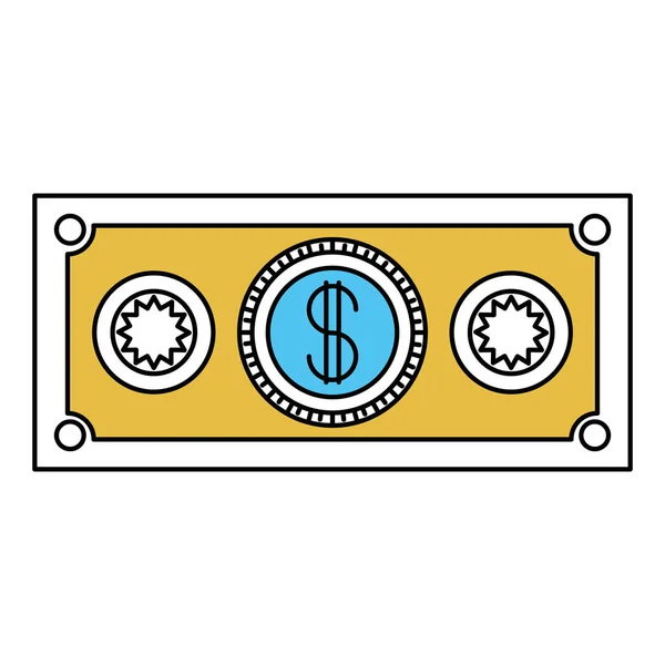 Secteurs de couleur silhouette de l'icône de billet d'argent — Image vectorielle