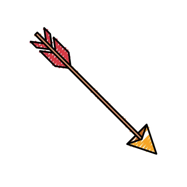Кольоровий крейдяний силует мисливської стріли — стоковий вектор
