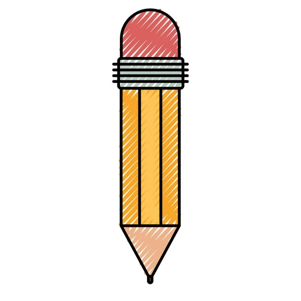 Kolorowa Kredka sylwetka ołówkiem z gumką — Wektor stockowy