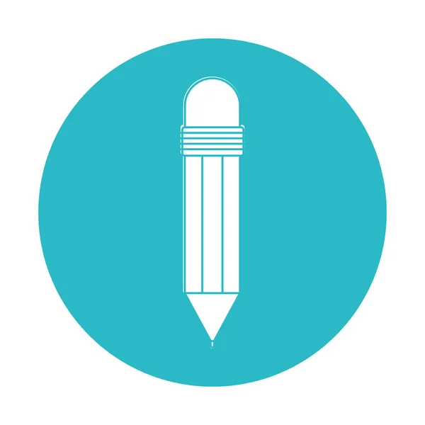 Círculo azul claro con lápiz con goma de borrar — Vector de stock