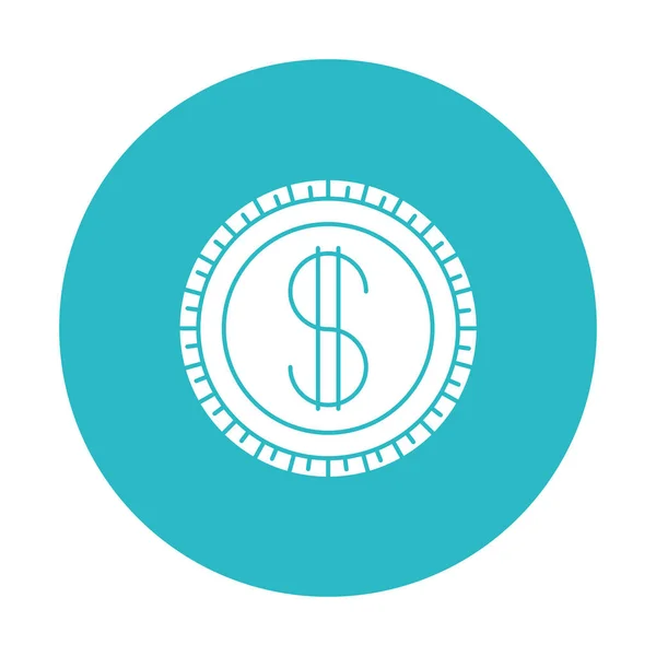 Círculo luz azul com ícone de moeda — Vetor de Stock