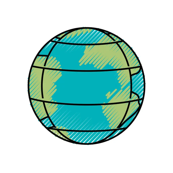 Silhueta de lápis de cor do globo terrestre com meridianos e paralelos —  Vetores de Stock