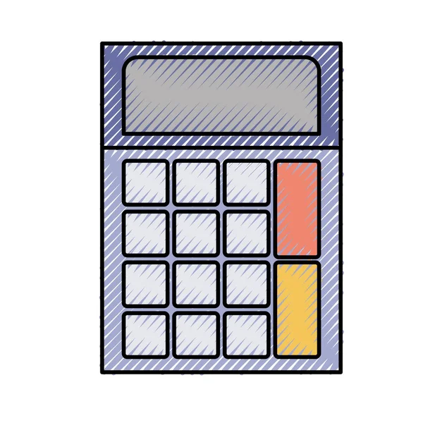 Silueta de crayón de color del icono de la calculadora — Archivo Imágenes Vectoriales