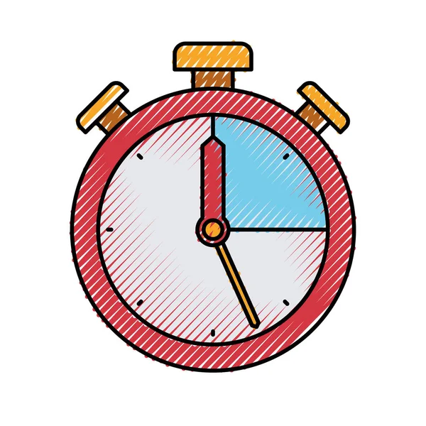 Kronometre simgesi renkli Crayon siluet — Stok Vektör