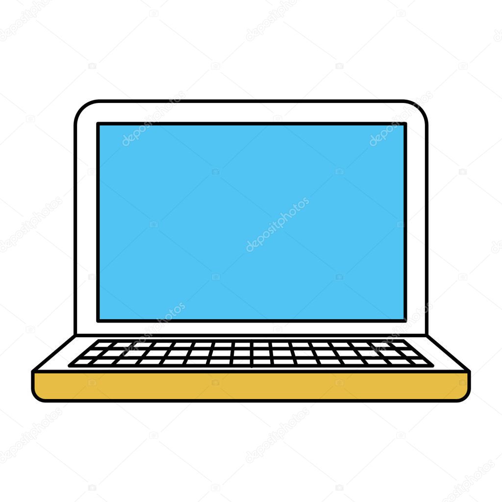 color sectors silhouette of laptop computer