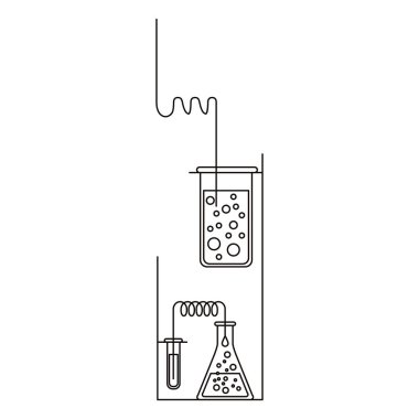 süreç içinde bir deney ile kimyasal laboratuar kroki siluet