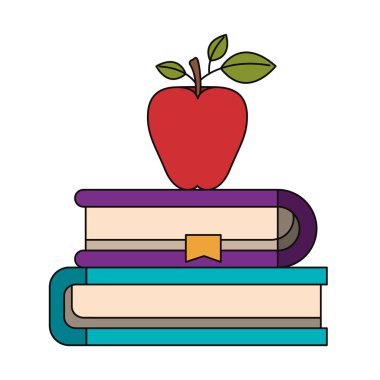 yer imi ve elma ile kitap çifti renkli görüntü