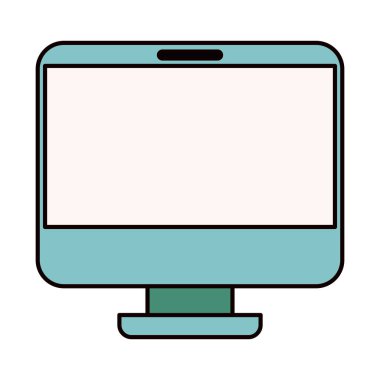 Modern bilgisayar ekran kroki siluet renk