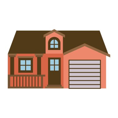 garaj ve çatı ile cephe evin açık renk silüeti