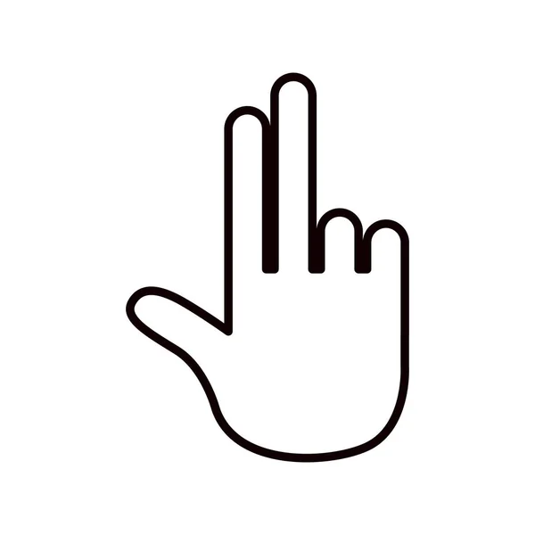 Esquisse silhouette main montrant deux doigts icône — Image vectorielle