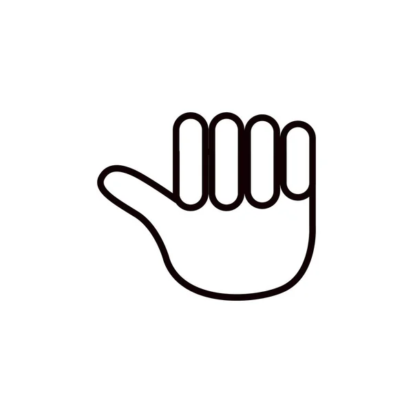 Силуэт эскиза рука закрыта с большим пальцем показывая в сторону иконку — стоковый вектор
