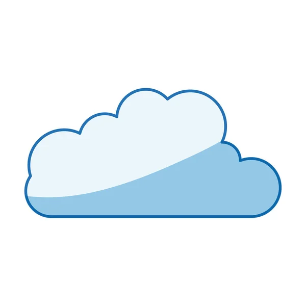 Color azul sombreado silueta forma de nube en el icono cúmulo — Vector de stock