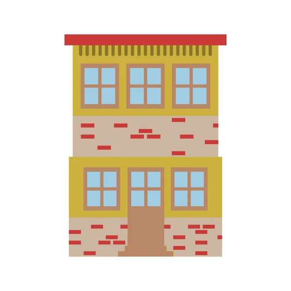 Ljus färg silhuett av hus av två våningar — Stock vektor