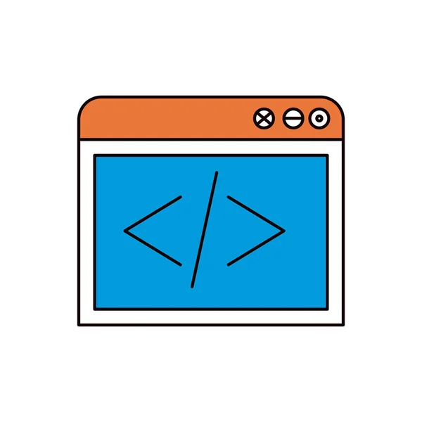 Seções de cores silhueta do ícone de desenvolvimento web do navegador —  Vetores de Stock