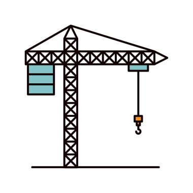 İnşaat için renk kroki siluet vinç makineleri