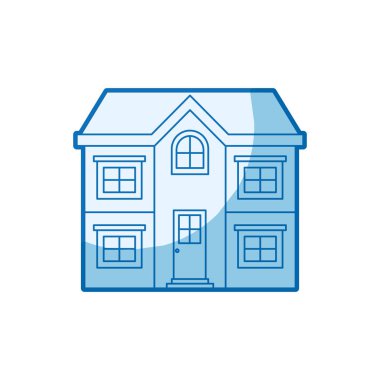 iki katlı Mavi gölgelendirme siluet cephe ev