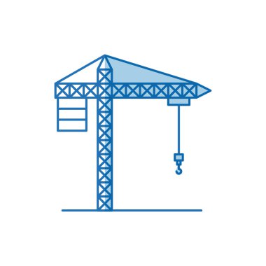 mavi renk gölgeleme siluet vinç makine inşaat