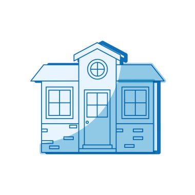 küçük ev cephe Mavi gölgelendirme siluet